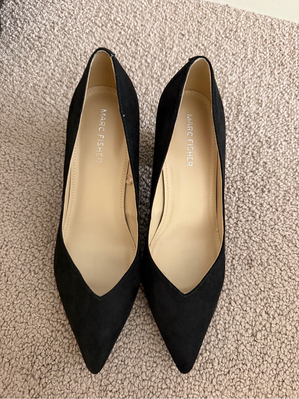 Marc Fisher Black Suede Pointed-Toe Pumps